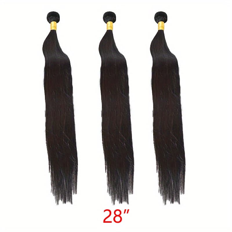 Lot de 3 mèches de cheveux vierges brésiliens de qualité supérieure pour femmes, double trame, cheveux humains non traités, couleur naturelle, l