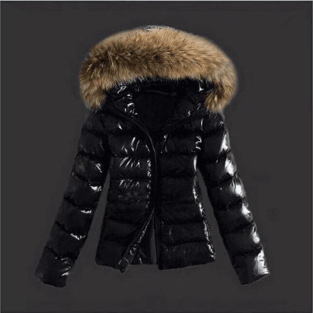 Women's Hooded Jacket Fur Zip Cotton Jacket