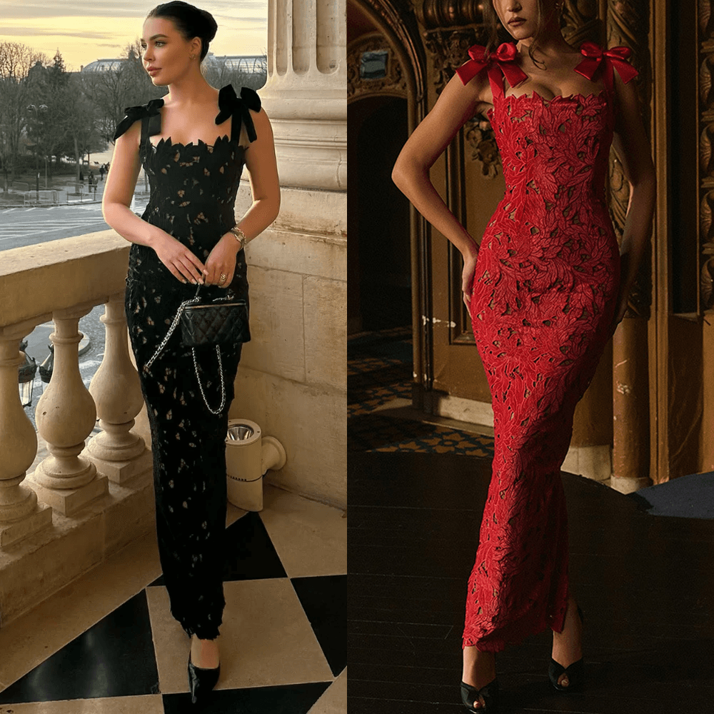 Women's Clothing Spring And Summer New Lace Bow Hip Skirt INS Leisure Holiday Party Dress Women