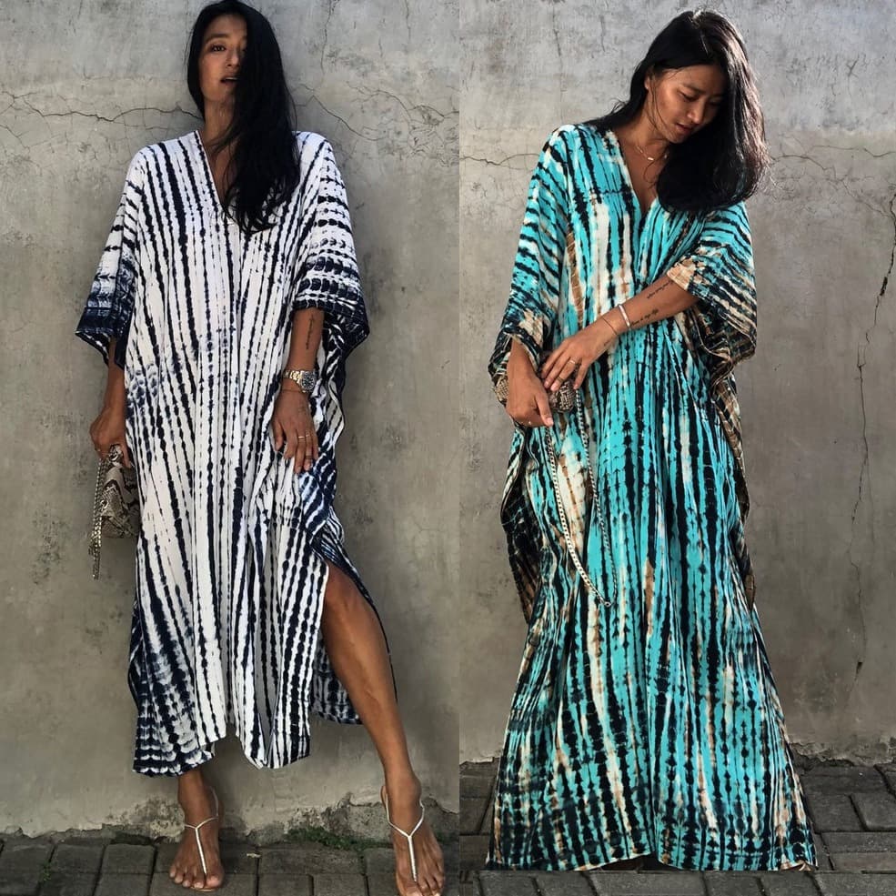 Women's Beach cover-up rayon dyed flower holiday robe dress