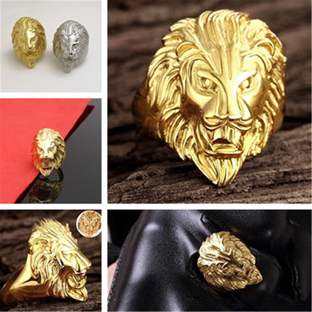 Retro Lion Domineering Ring Men's Exaggerated Ring Jewelry Gift Adjustable Opening
