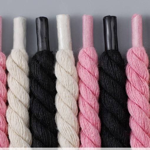 Shoe Accessories Thick Round Black Warrior Black Powder Beige Shoelace Rope