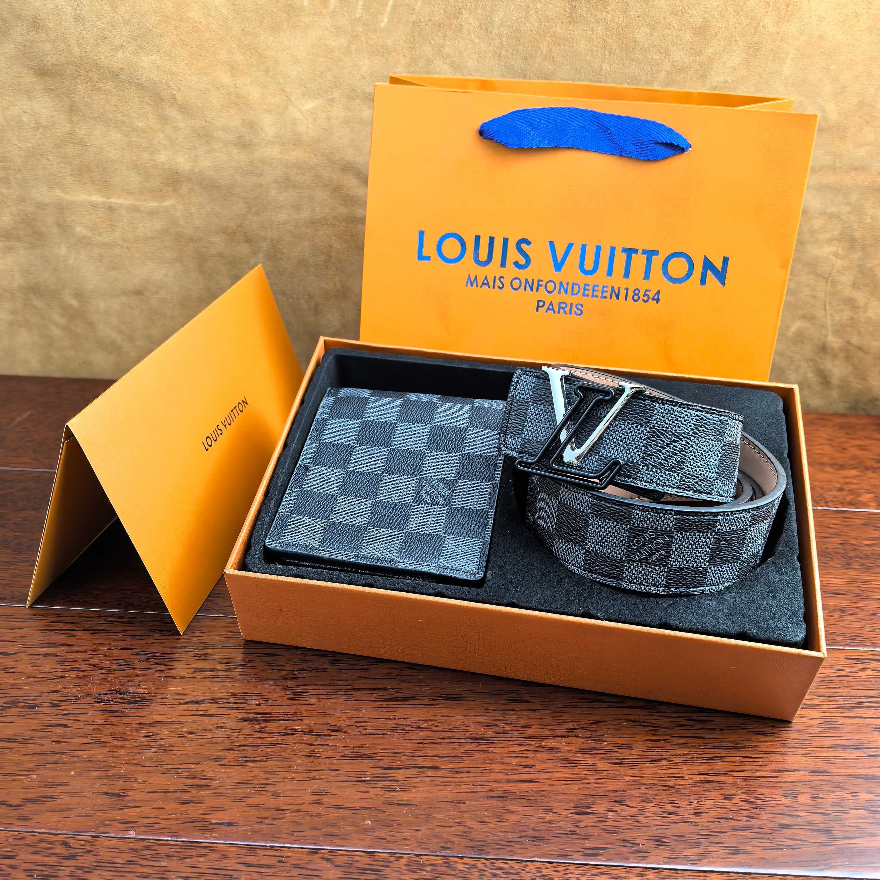 Coffret cadeau - Combinaison portefeuille et ceinture pour homme, luxueuse et tendance
