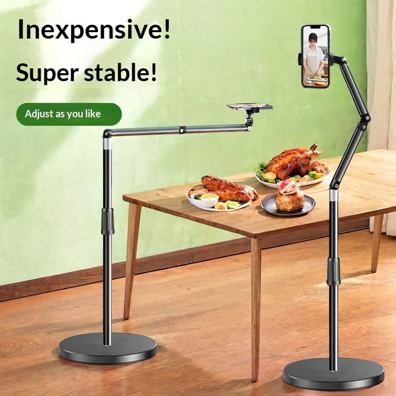 Professional Overhead Phone Mount With Adjustable Arms & Bluetooth Remote – 360° Rotatable Desktop/Live Streaming Stand