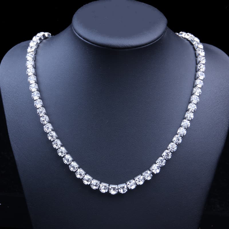 popular large diamond necklace single-layer chain 45cm all-match pendant hip hop diamond necklace