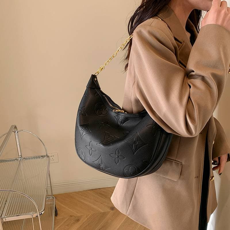 Sac à bandoulière léger et luxueux, texturé et haut de gamme, grande capacité, motif croissant rétro, polyvalent