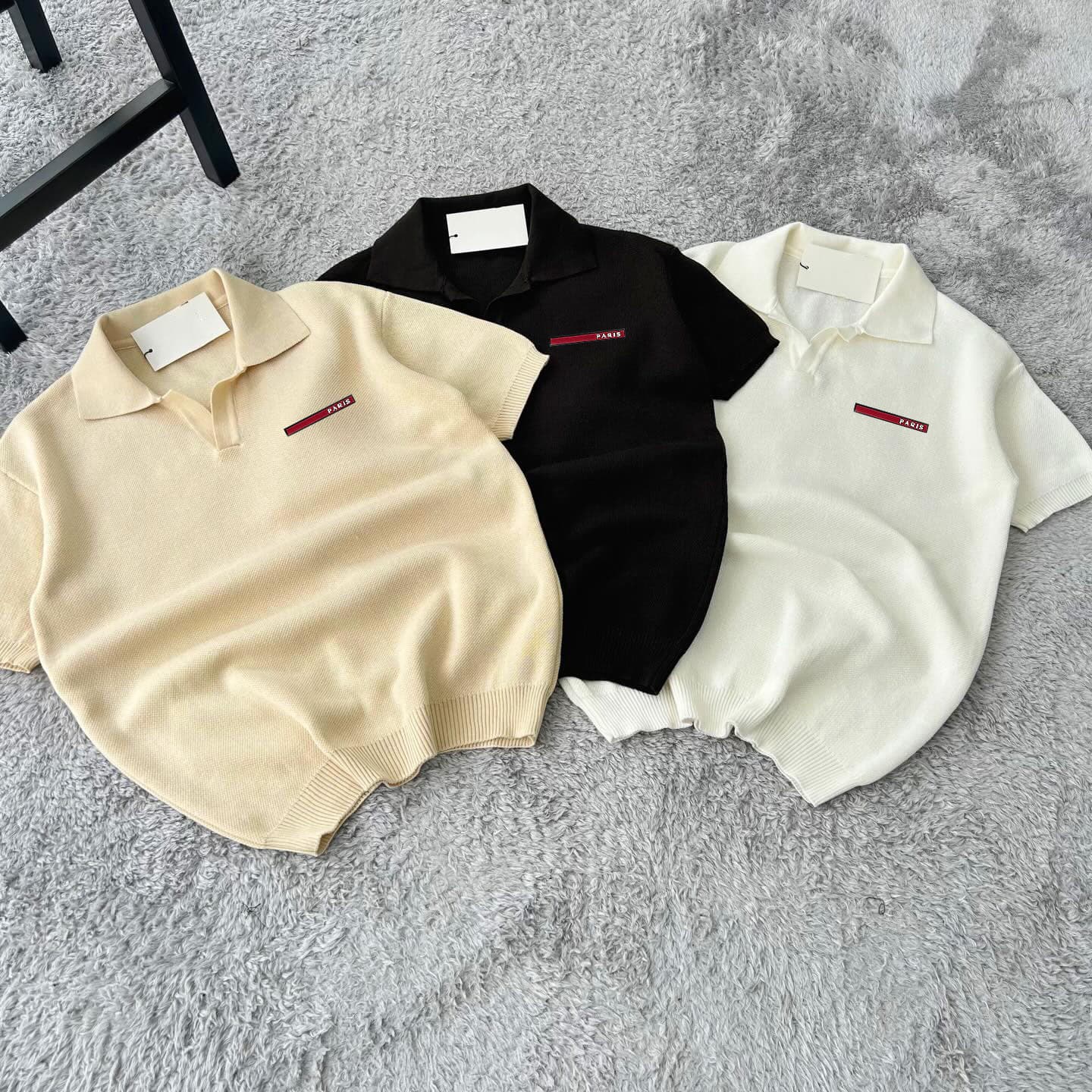 Men's Clothing 2026 Summer New Arrival: American-Style Retro Knitted Top With Paris Letter Badge And Turn-Down Collar