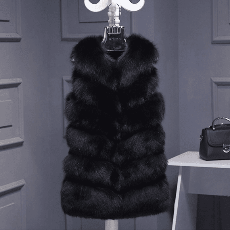 Women's Fashion Fox Fur Fur Vest New Splicing Medium Long Vest