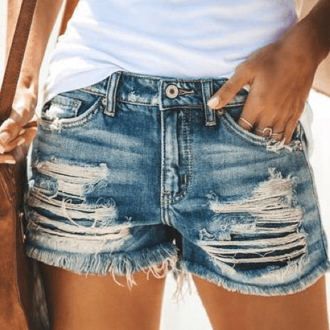 Women's jeans high-waisted tassel ripped denim shorts for women hot pants