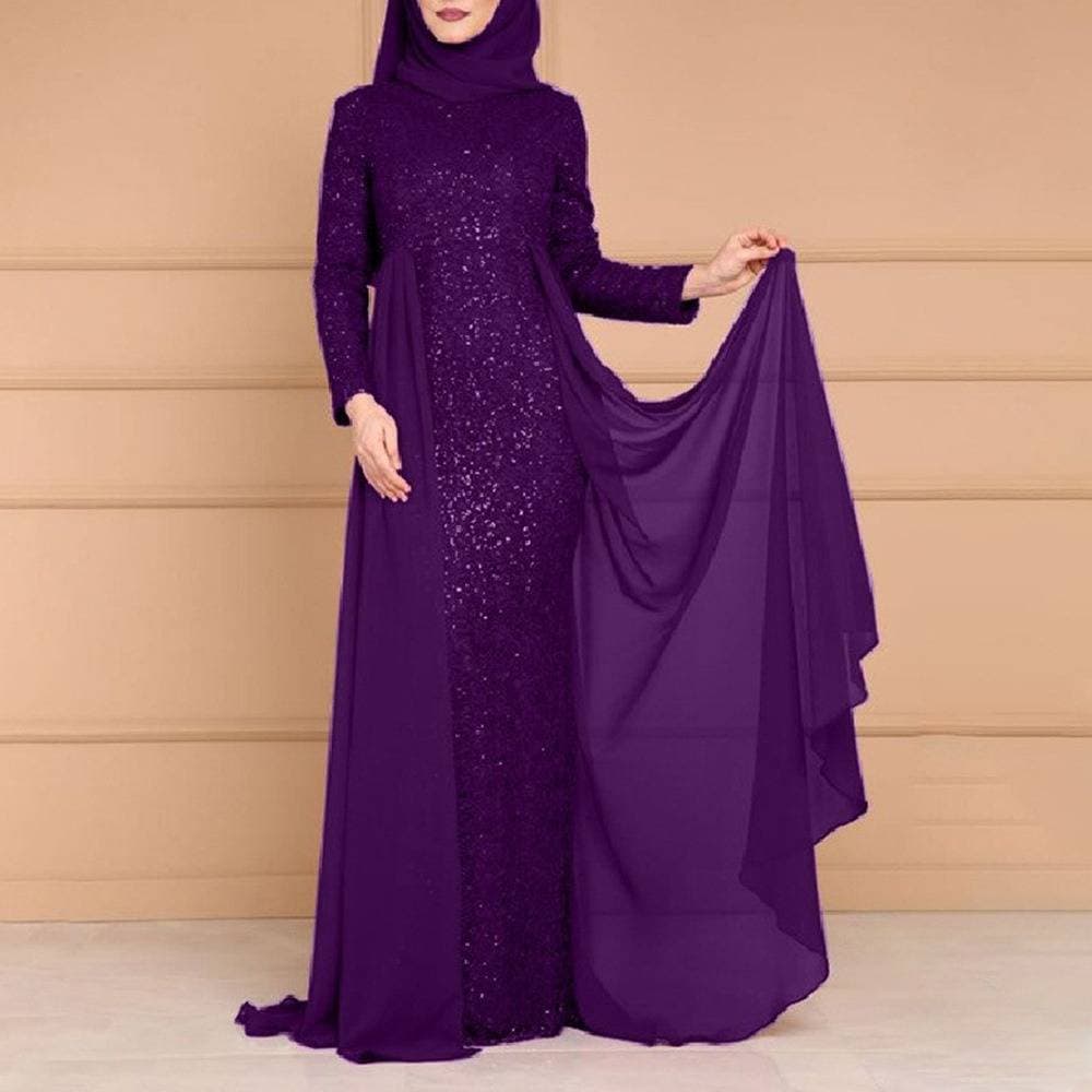 Women's Clothing Autumn And Winter New Middle East Sequined Skirt Female Temperament Lady Sweet Slim Long Sleeved Dress