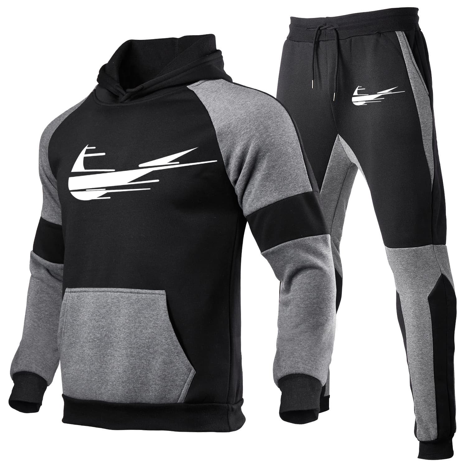 2023 nouvelle couleur contraste marque de mode impression ensemble hommes taille européenne blanc contraste panneau vêtements de sport mode deux pi