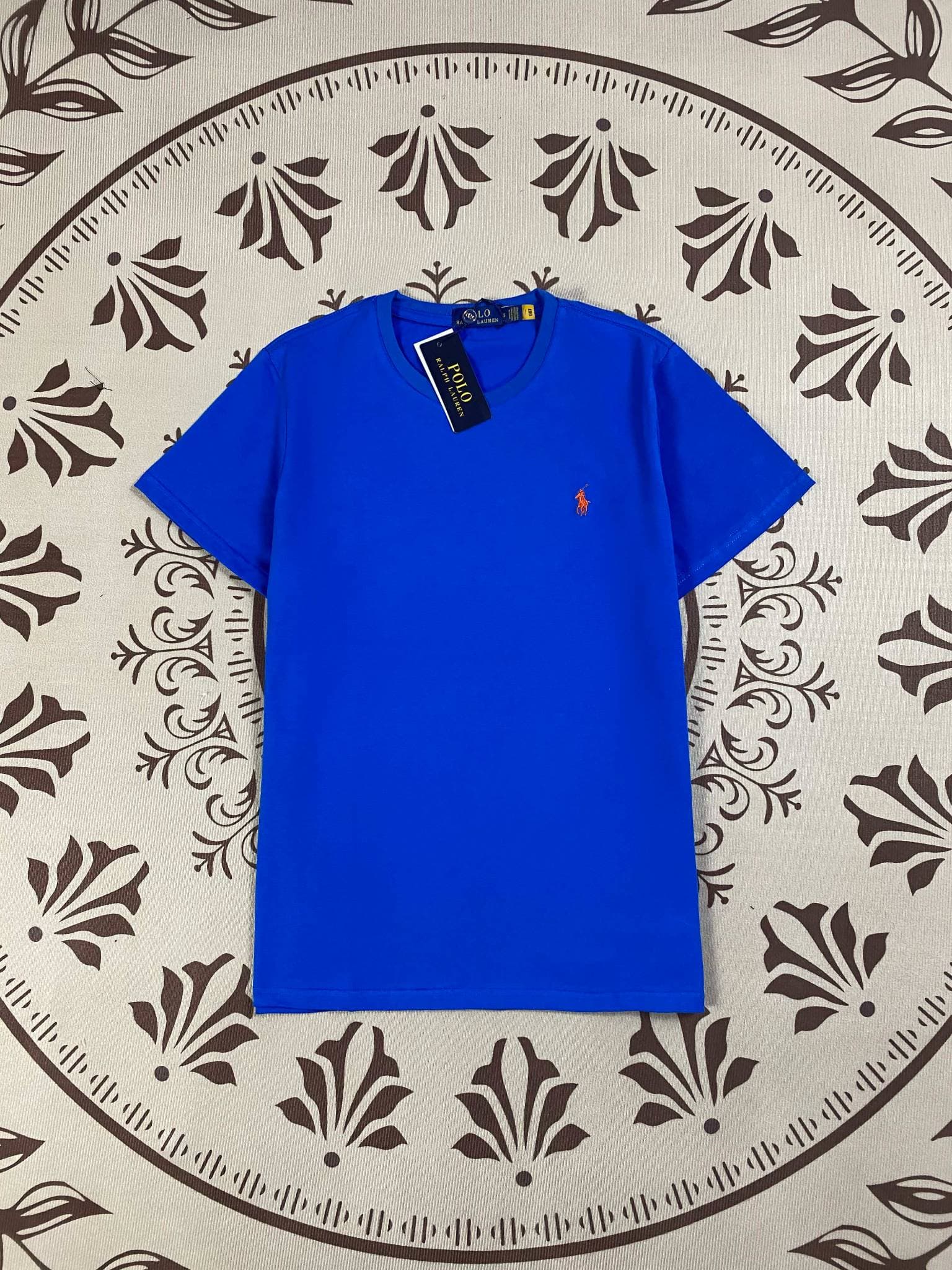 T-shirt à col rond brodé New-Style Paul Pony, 100 % coton uni, manches courtes, unisexe.