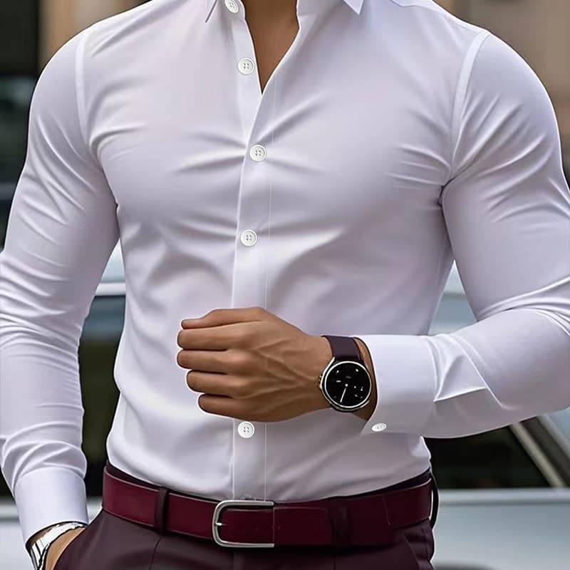 Men's Clothing Long Sleeved Business Formal Slim Stretch Shirt