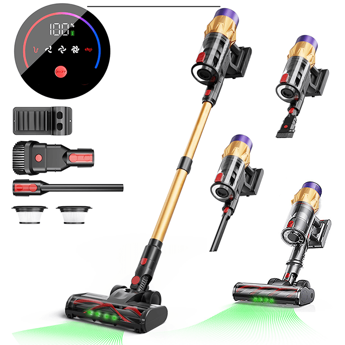 Cordless Stick Vacuum Cleaner -Blossom V18- 550W 45KPA 60 Min Runtime, Wall Charging, Freestanding, For Home/Pet Hair/Carpets/Hard Floors/Tile
