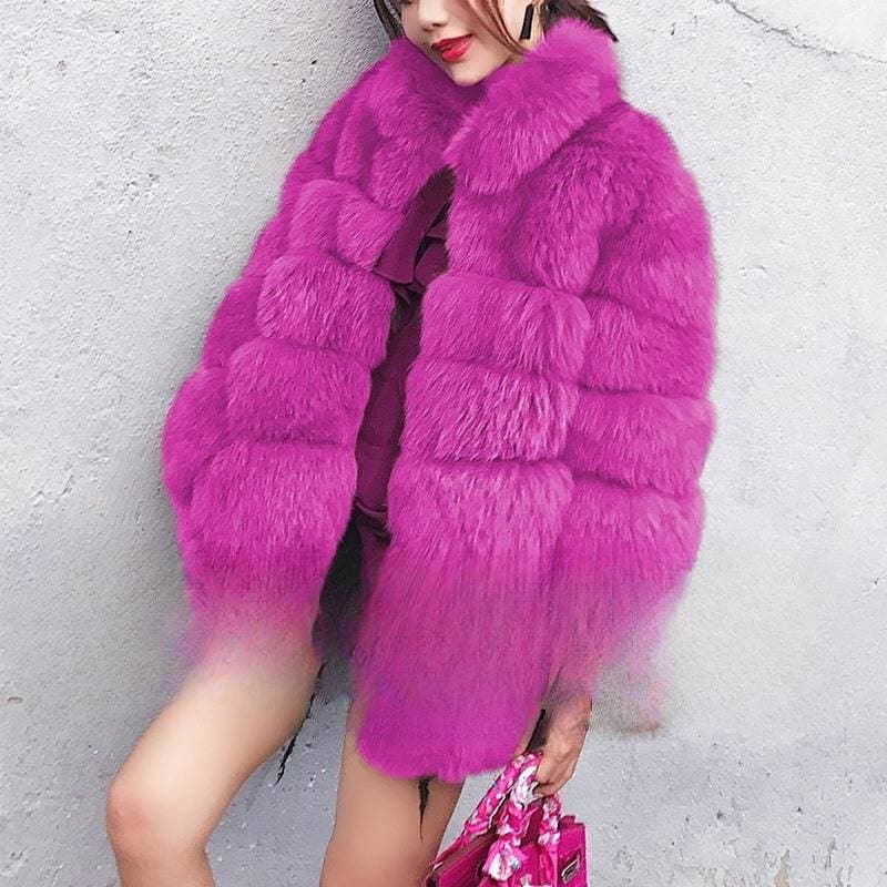 Women's Clothing fox fur coat mid length women's clothing soft warm thickened stitching environmentally friendly fur Haining fur