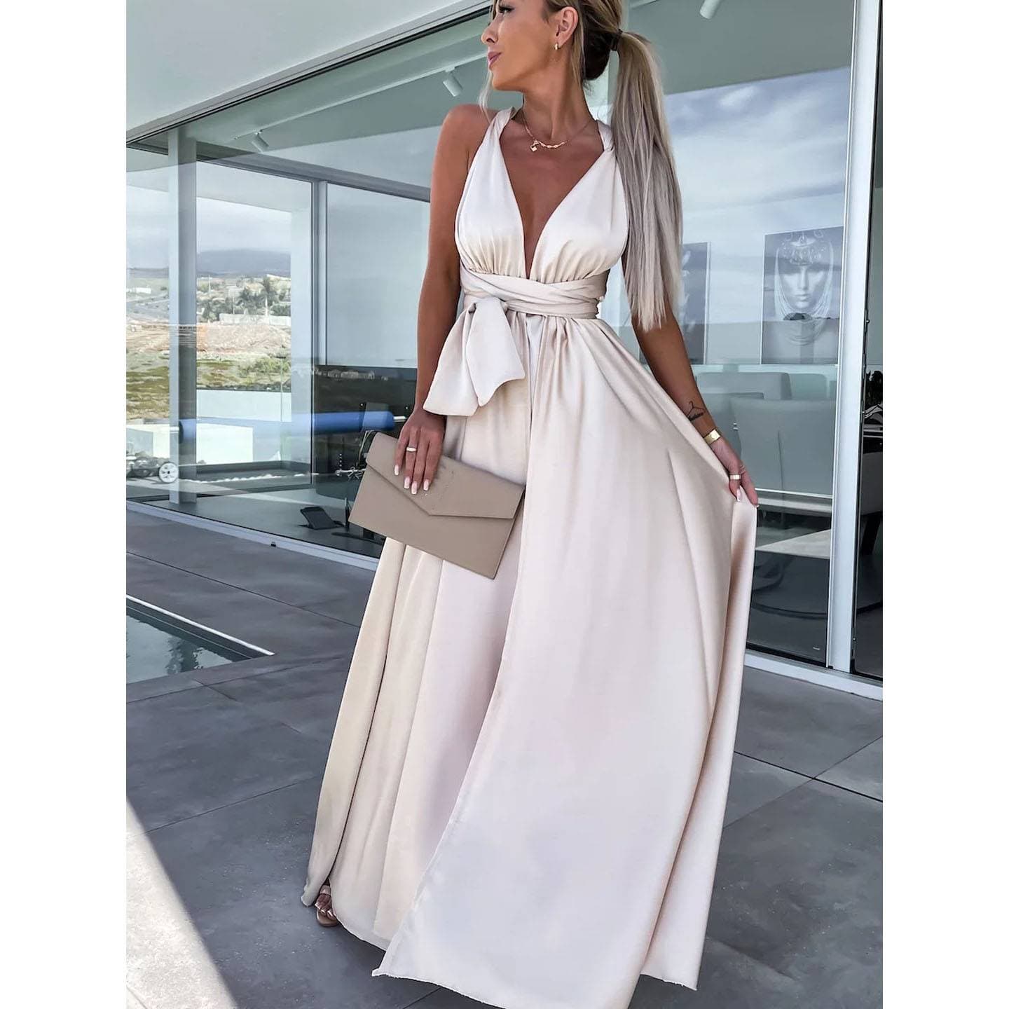 Women's Clothing New Sexy And Changeable Strappy Dress Ins Loose Casual Slit Dress