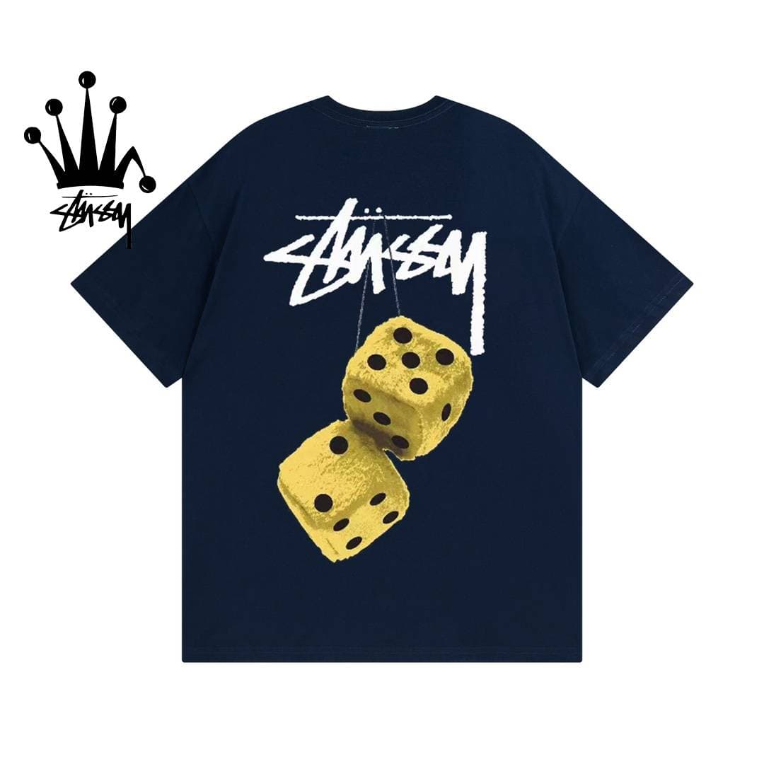 T-shirt à manches courtes en coton imprimé motif dés Stussy