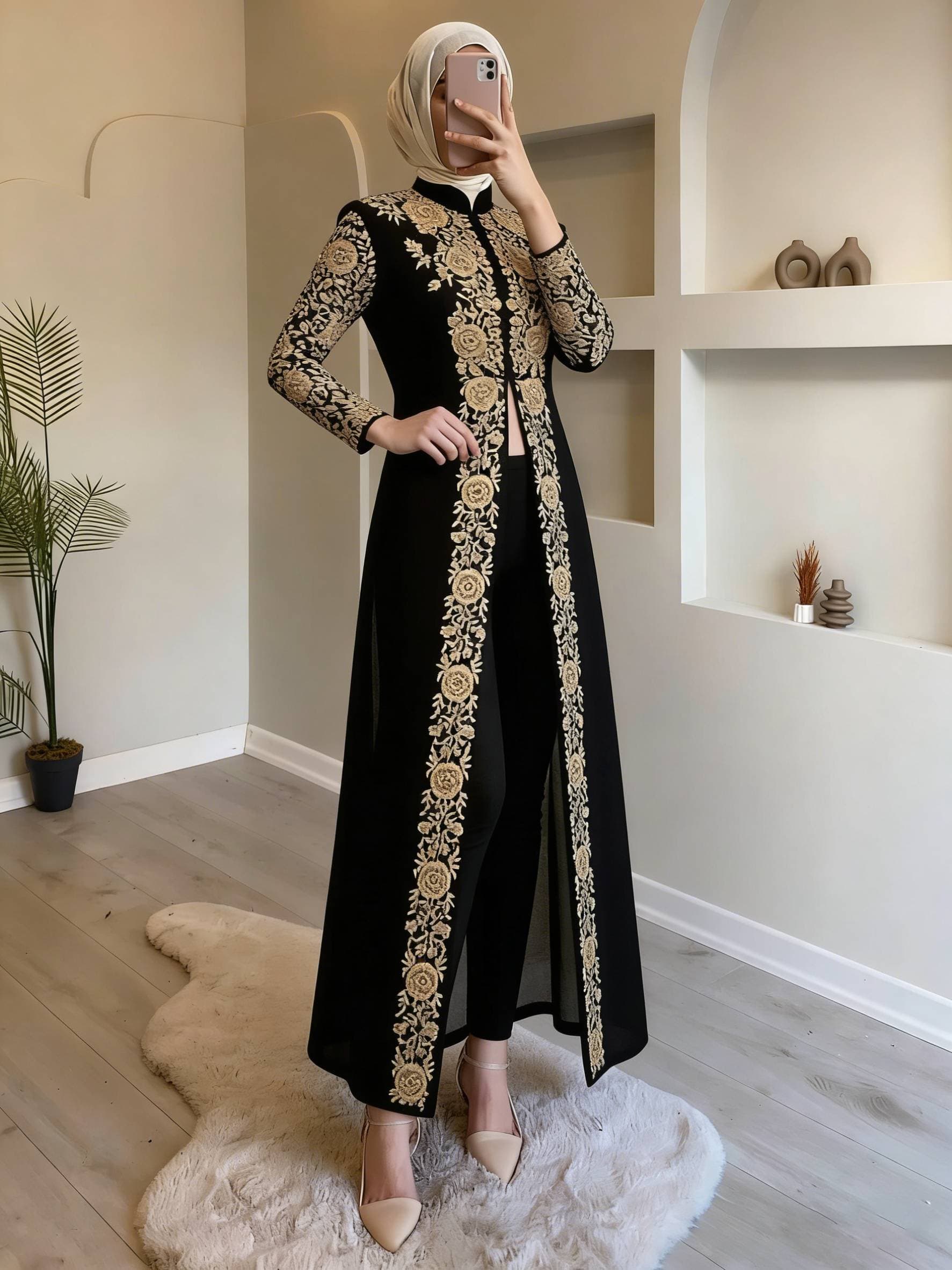 Women's Clothing Fashion Stand Collar Lace Chiffon Dress Retro Long Sleeve Lace Patchwork Waist Long Skirt