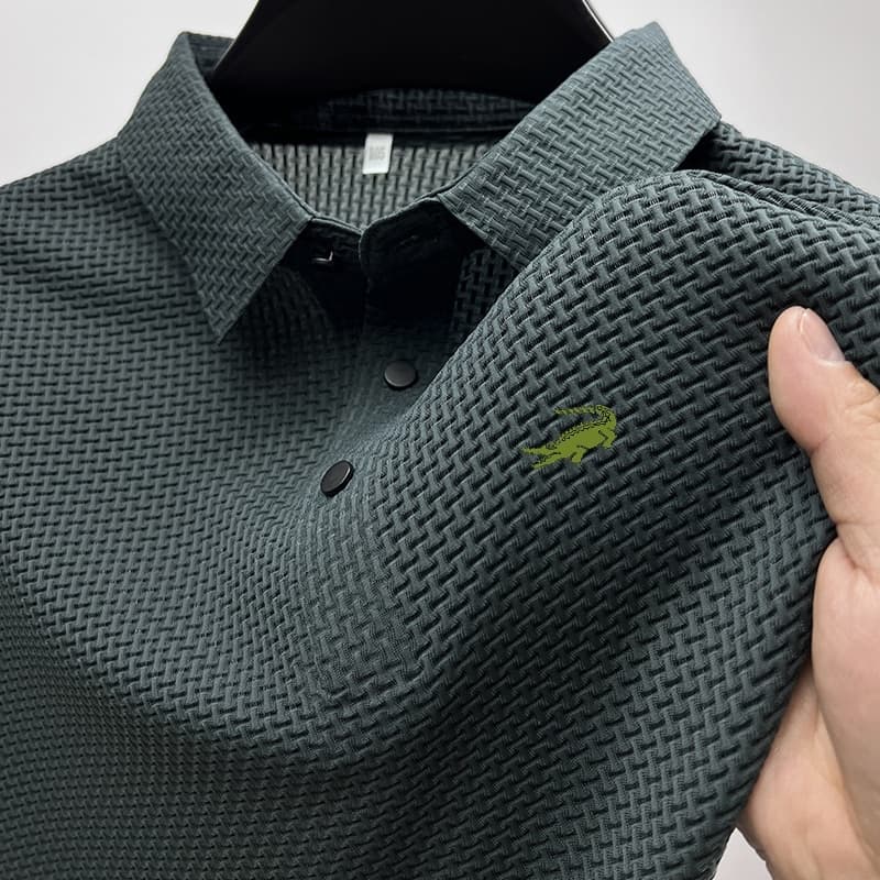 Hommes broderie marque de haute qualité tricoté glace leia col décontracté Polo côtes haut respirant à manches courtes T-shirt
