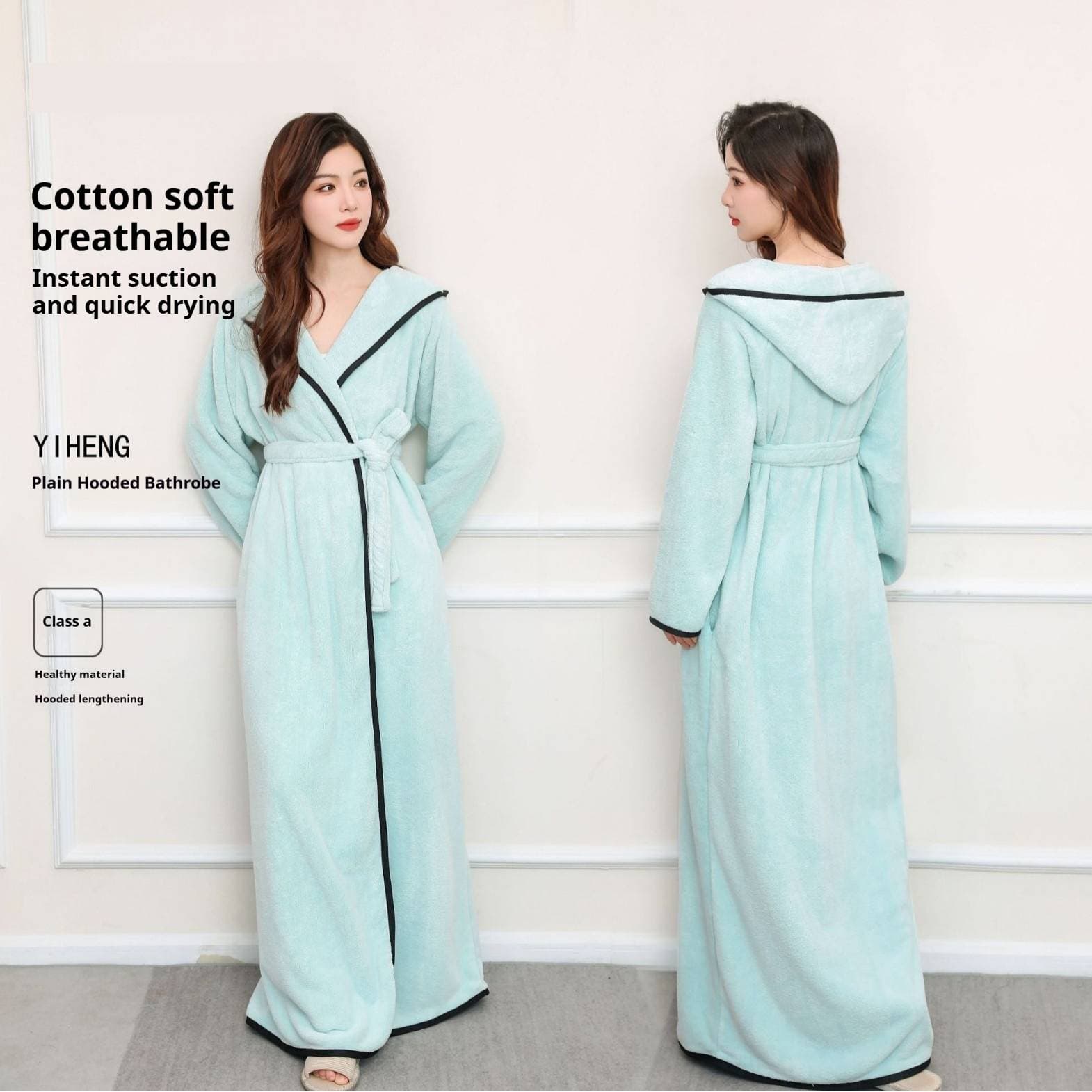 Winter Fleece Bathrobe For Women & Couples - Ultra Soft Coral Fleece Long Sleeve Hooded Bathrobe Thick & Absorbent Loungewear For Home & Spa​