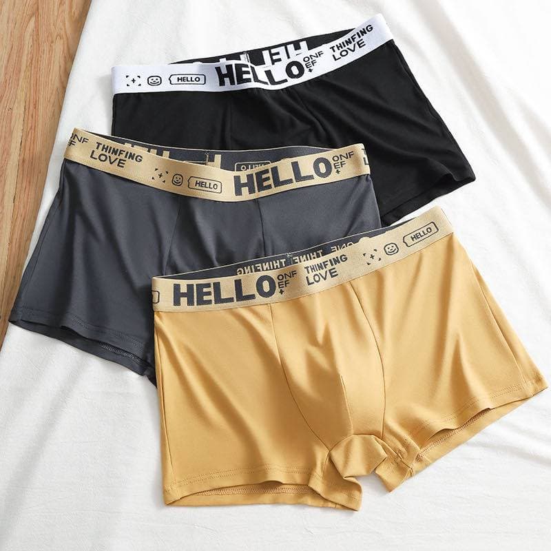 Men's Boxer Briefs L-4XL SolidColor Simple Breathable AntimicrobiaUnderwear For Teen Students, Youth Athletic Sports Shorts