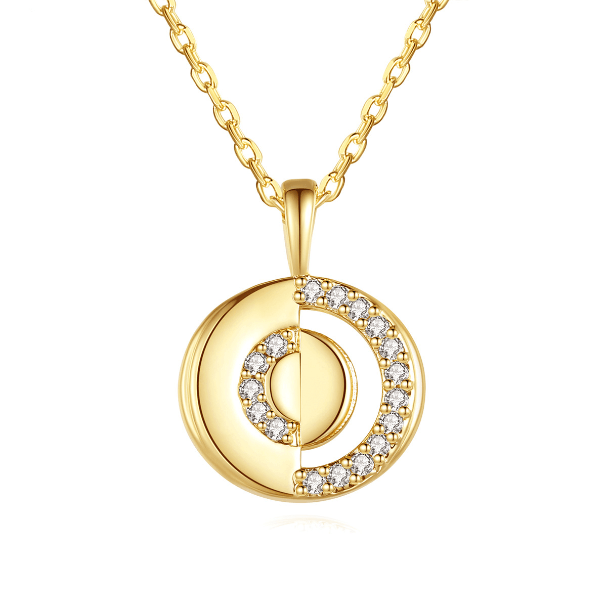 Women's Geometric Pendant Necklace - Brass Chain With Micro-Pavé Zirconia (Minimalist Gold-Toned Collarbone Jewelry Layering Piece)​