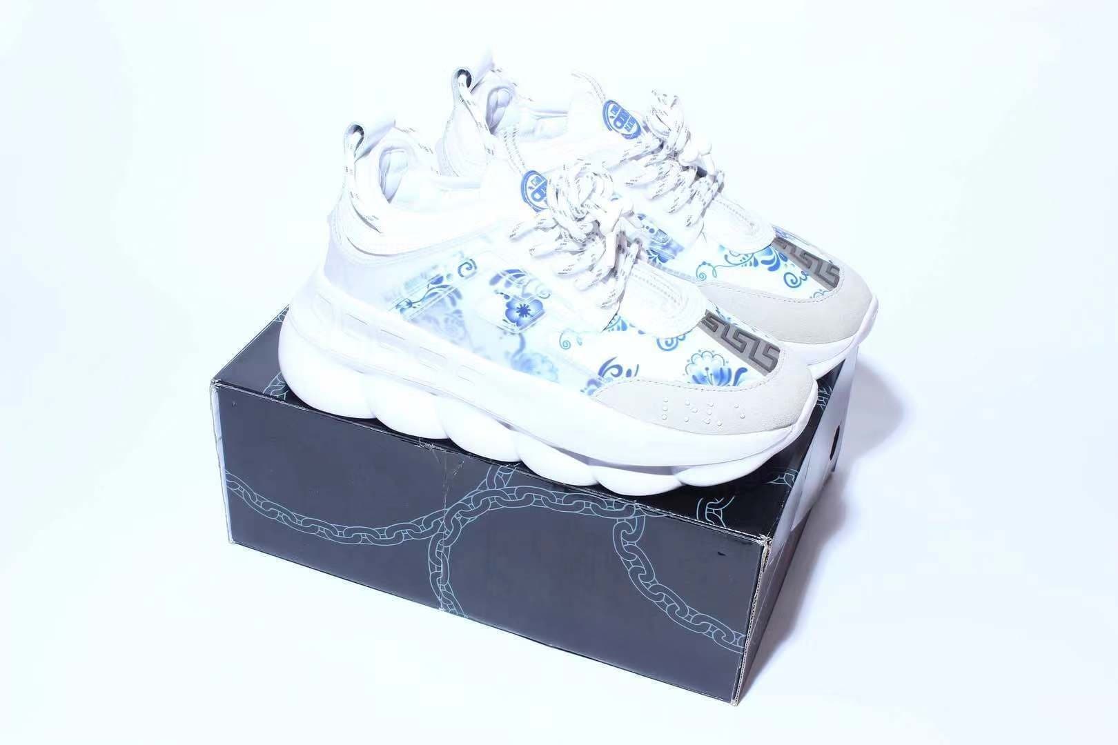 Chaussures de sport décontractées tendance Chain Reaction à tige basse, style rétro, polyvalentes, pour couples, semelle épaisse rehaussante et