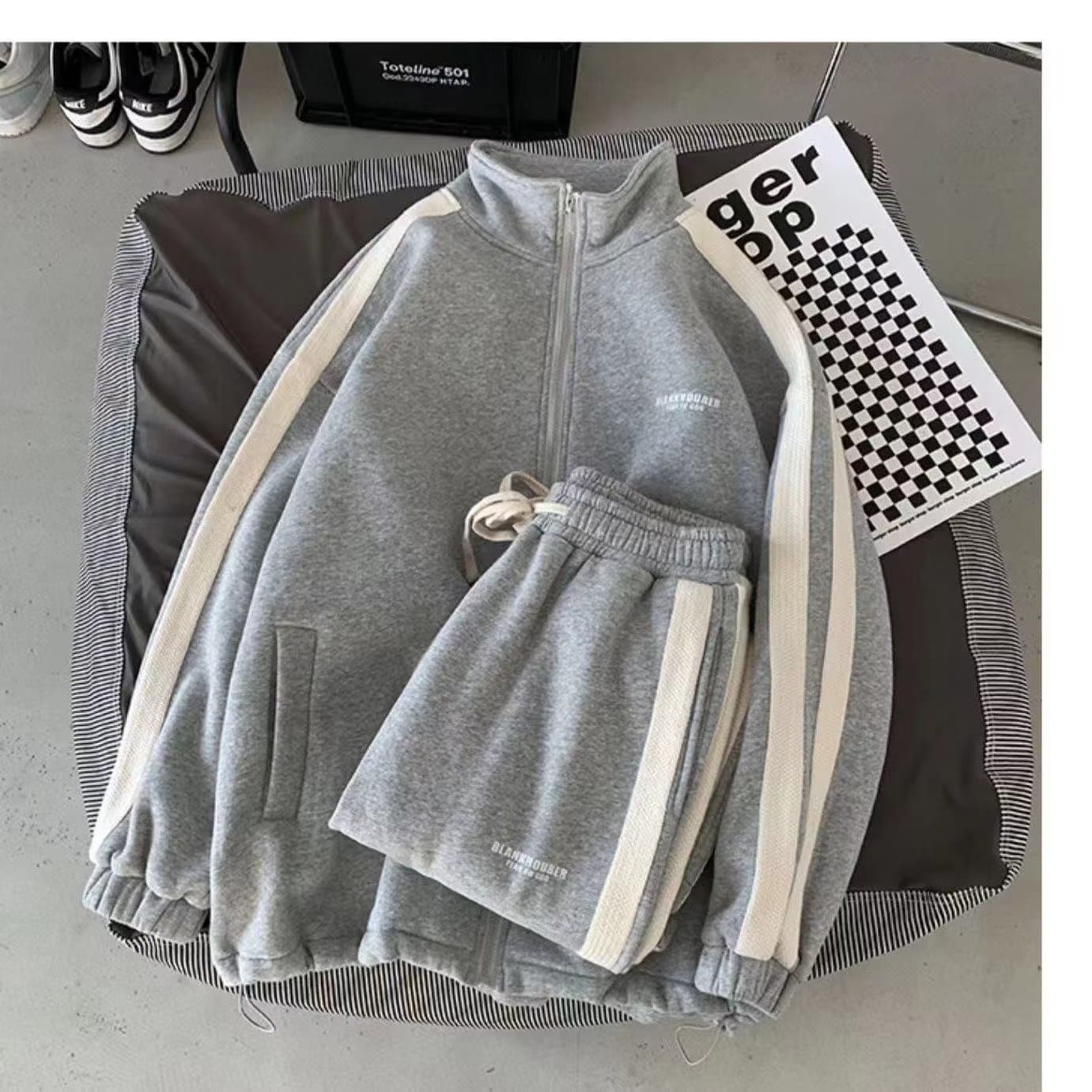 Ensemble deux pièces pour homme, style streetwear décontracté, pull à manches longues et pantalon, coupe ample, idéal pour le printemps et l'aut