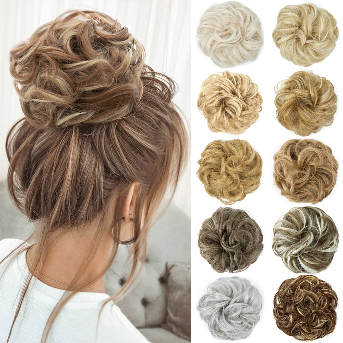 wig female flower bud ball head chemical fiber invisible fluffy natural long beard wig hair ring