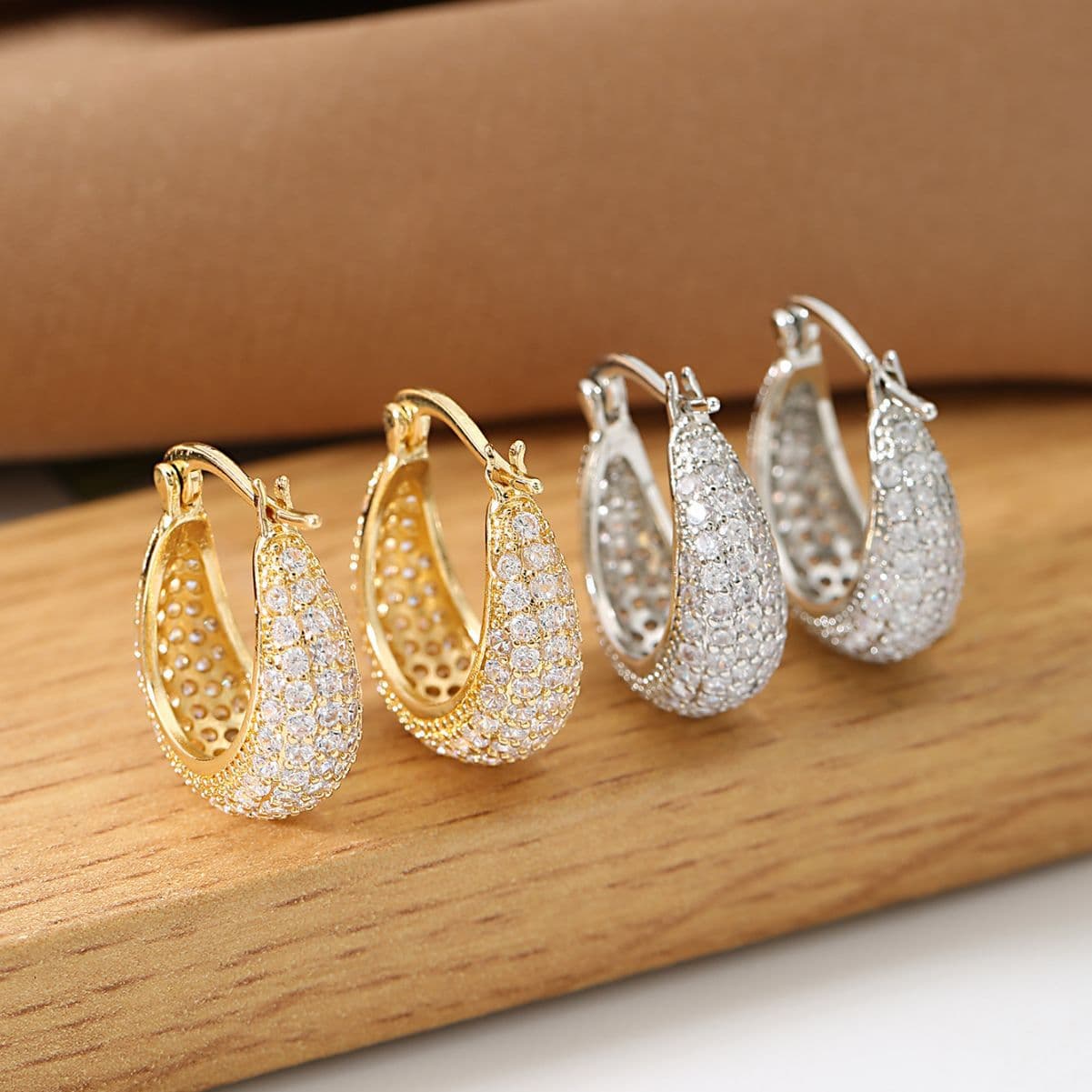Earrings Fashion New Personality Earrings Light Luxury Style Full Diamond Versatile Earrings Super Flash Temperament Earrings For Women