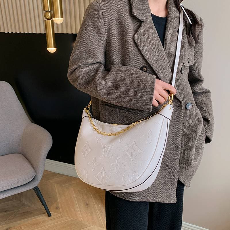 Sac à bandoulière léger et luxueux, texturé et haut de gamme, grande capacité, motif croissant rétro, polyvalent