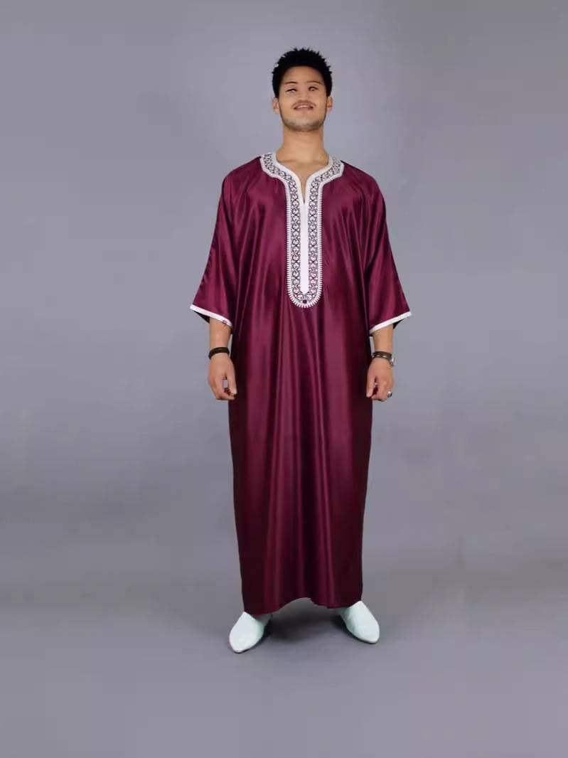 Arab Thobe For Men – Gold Embroidered Islamic Robe (4 Colors)​