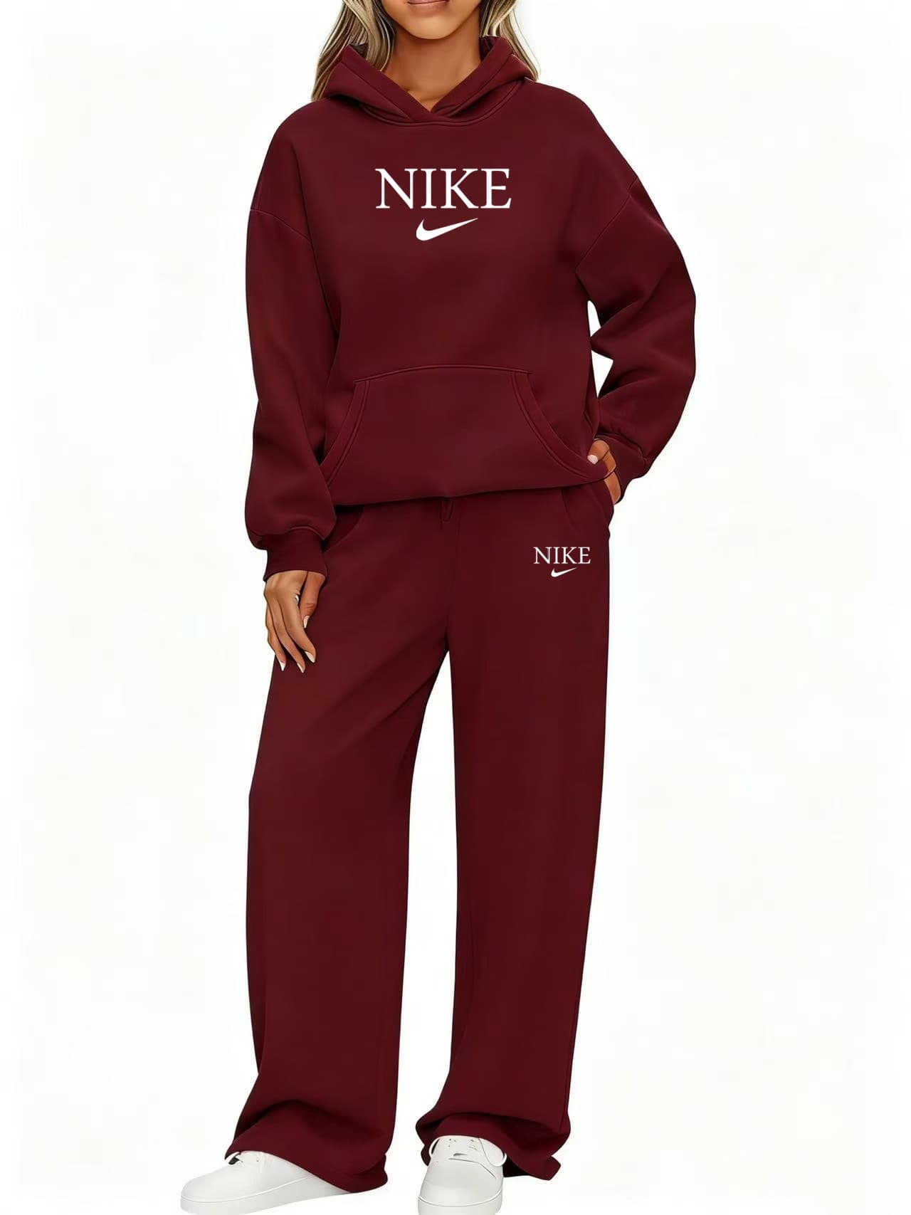 Ensemble de survêtement Nike pour femme, sweat à capuche oversize, pantalon de jogging, style streetwear, 2 pièces