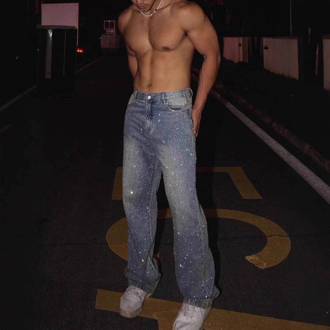 Men's Clothing 2025 New High Street American Staple Diamond Jeans For Men
