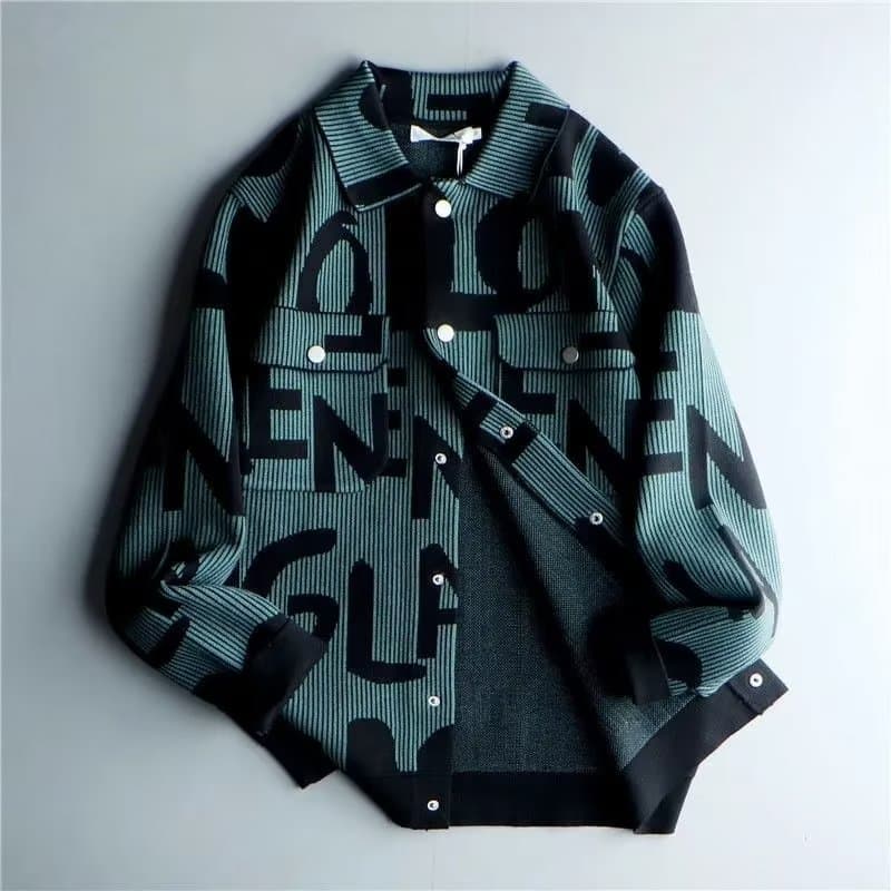 Autumn/Winter Vintage Knit Cardigan Korean Version Personality Letter Lapels Casual On Clothing Loose Jacket Jacket
