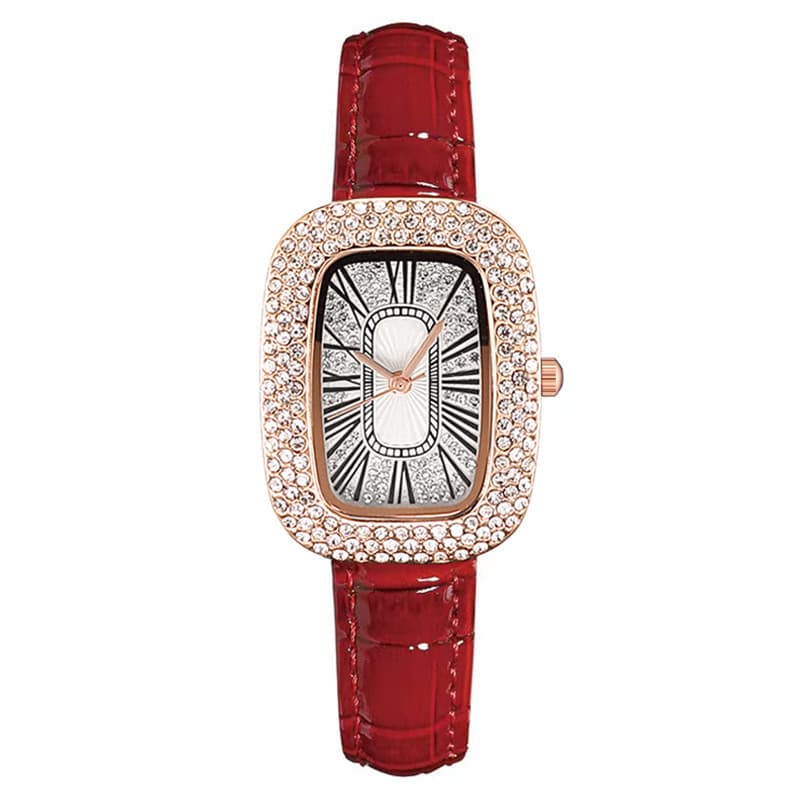 New Rhinestone Barrel Pigeon Egg Leather Women's Watch Women's Watch