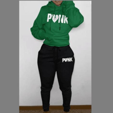 Women's Fashion Print Color Matching Suit Sports Two-piece Set