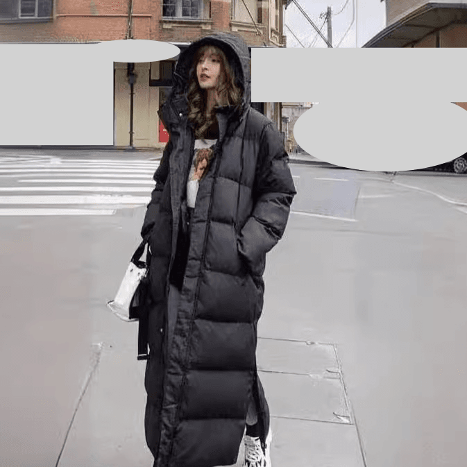 Women's Clothing Cotton Jacket New Winter Mid Length Over Knee Black Thin Fashion
