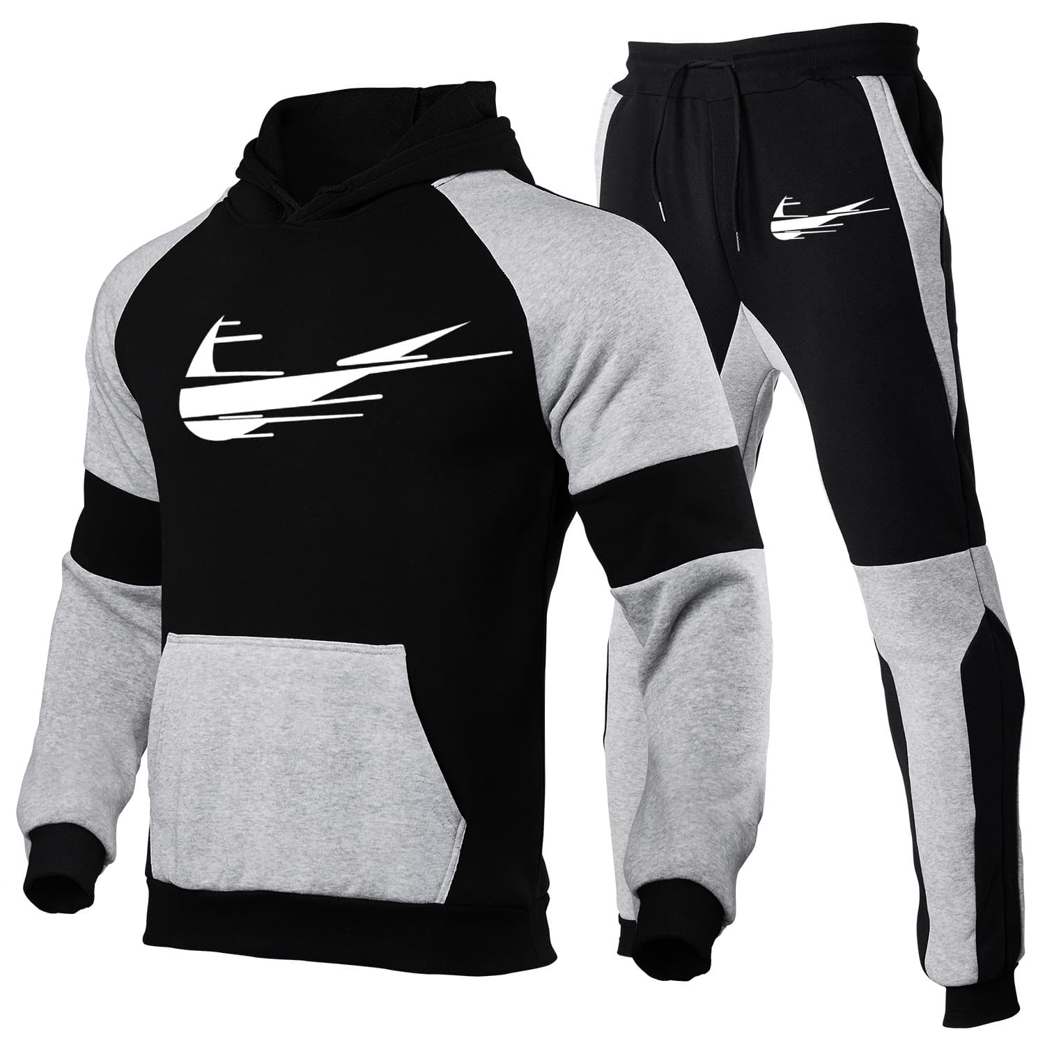 2023 nouvelle couleur contraste marque de mode impression ensemble hommes taille européenne blanc contraste panneau vêtements de sport mode deux pi