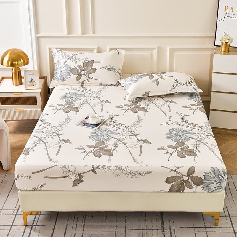 Bedspread Minimalist Cartoon Brushed Fitted Sheet Set Cotton-Like Bedding