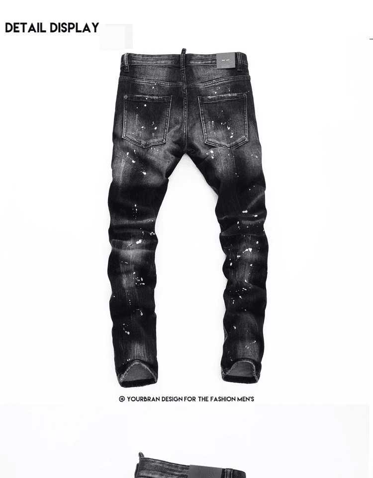 Streetwear Money Print Baggy Jeans For Men – Oversized Hip-Hop Denim Pants With Dollar Bill Design (High Waist, Straight-Leg, Cotton Blend, Black)​