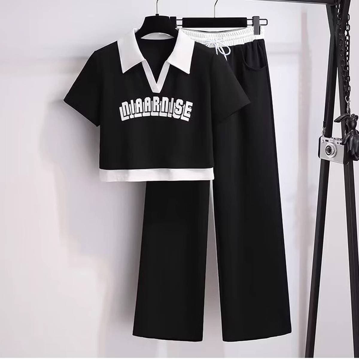 Women's Clothing Casual Sports Suit For Women Summer New Internet Celebrity Fashionable Sweatshirt Wide Leg Pants Running Suit Two Piece Set