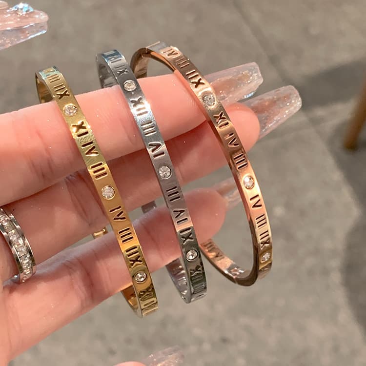 Trendy Stainless Steel Bracelet For Women Men Roman Numeral Bracelets New Fashion Hand Jewelry Charm Bangles Femme