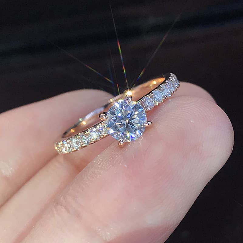Sanjie simple S925 silver plated simulated zircon ring, please order a wedding ring