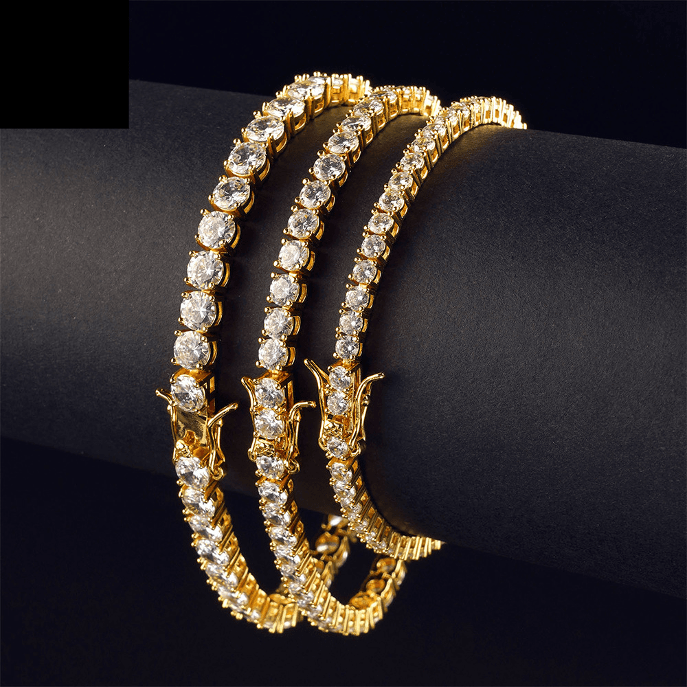 Men's Jewelry Popular Hip Hop Tennis Chain Single Row Copper Micro Inlaid Zircon Bracelet 3mm4mm5mmTennis Chain