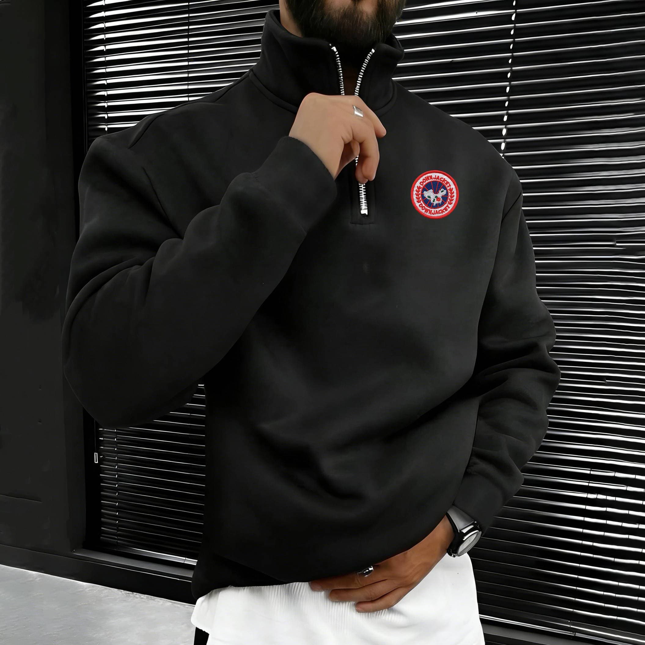 Men's Clothing American-style Heavyweight Half-zip Stand Collar Sweatshirt, New Trendy Oversized Loose Long-sleeved Sporty Versatile.
