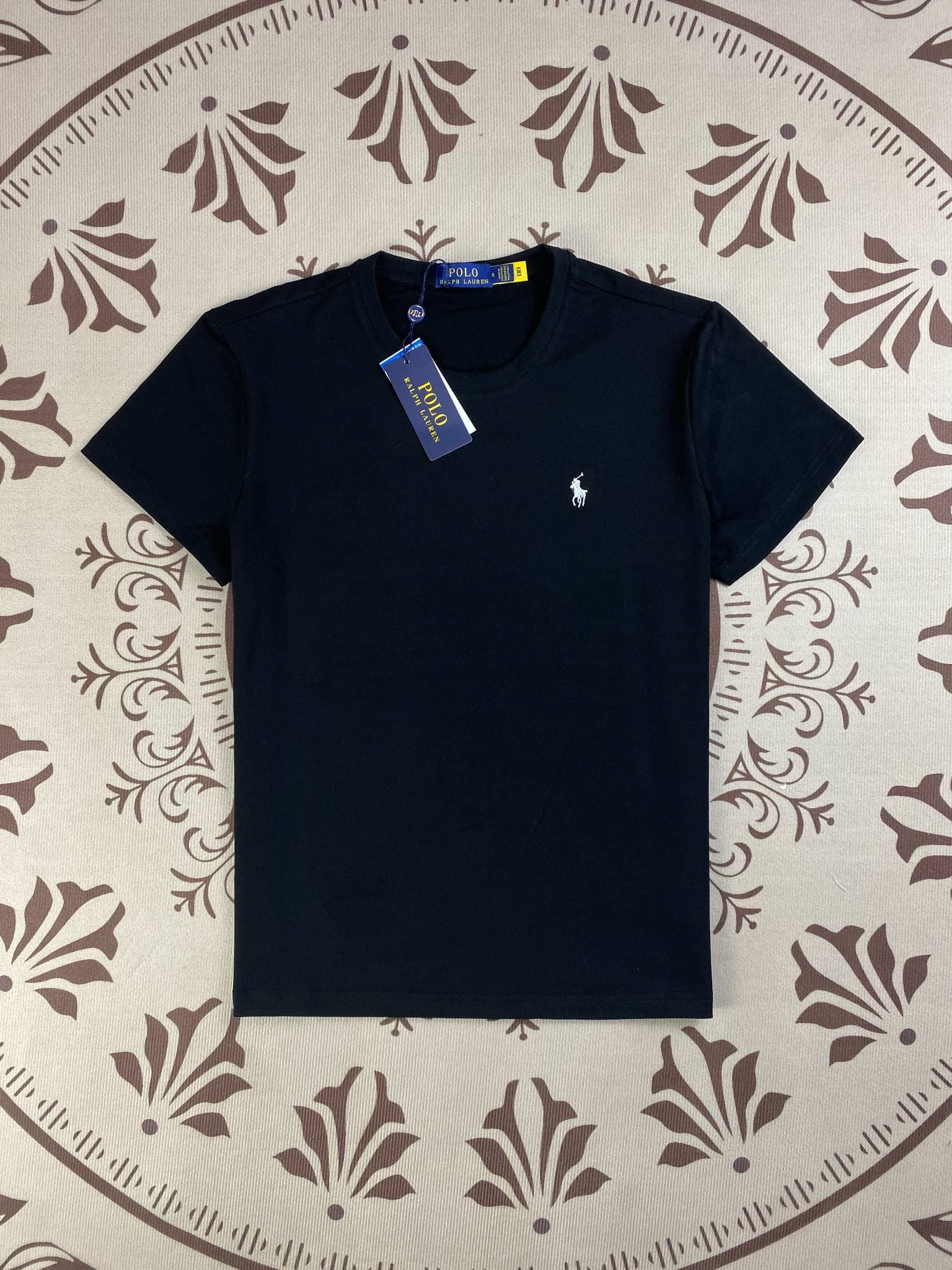 T-shirt à col rond brodé New-Style Paul Pony, 100 % coton uni, manches courtes, unisexe.