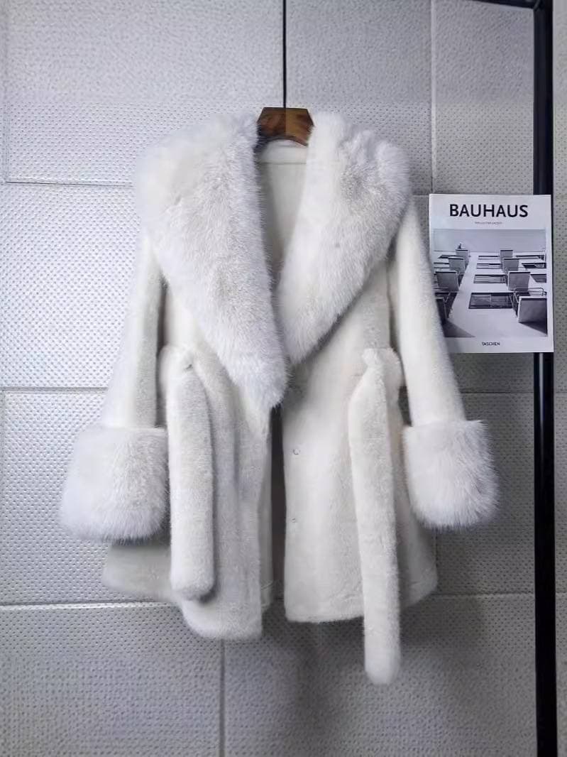 Women's Clothing 2024 new large fur collar long slim coat environmentally friendly mink fur plush coat high end fashion version