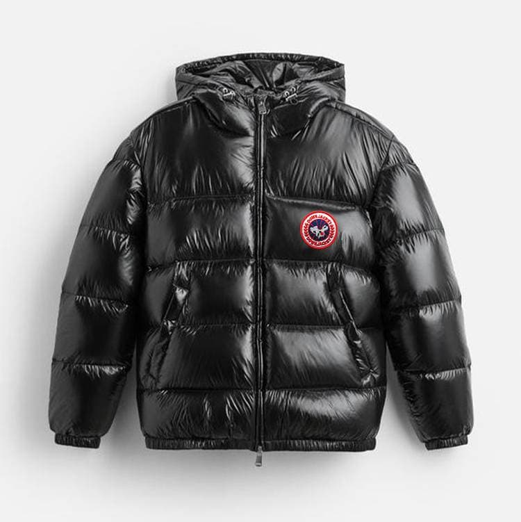 Doudoune réversible style gothique pour homme – Manteau oversize à capuche et fermeture éclair avec détails brodés (noir/blanc, S-XL)