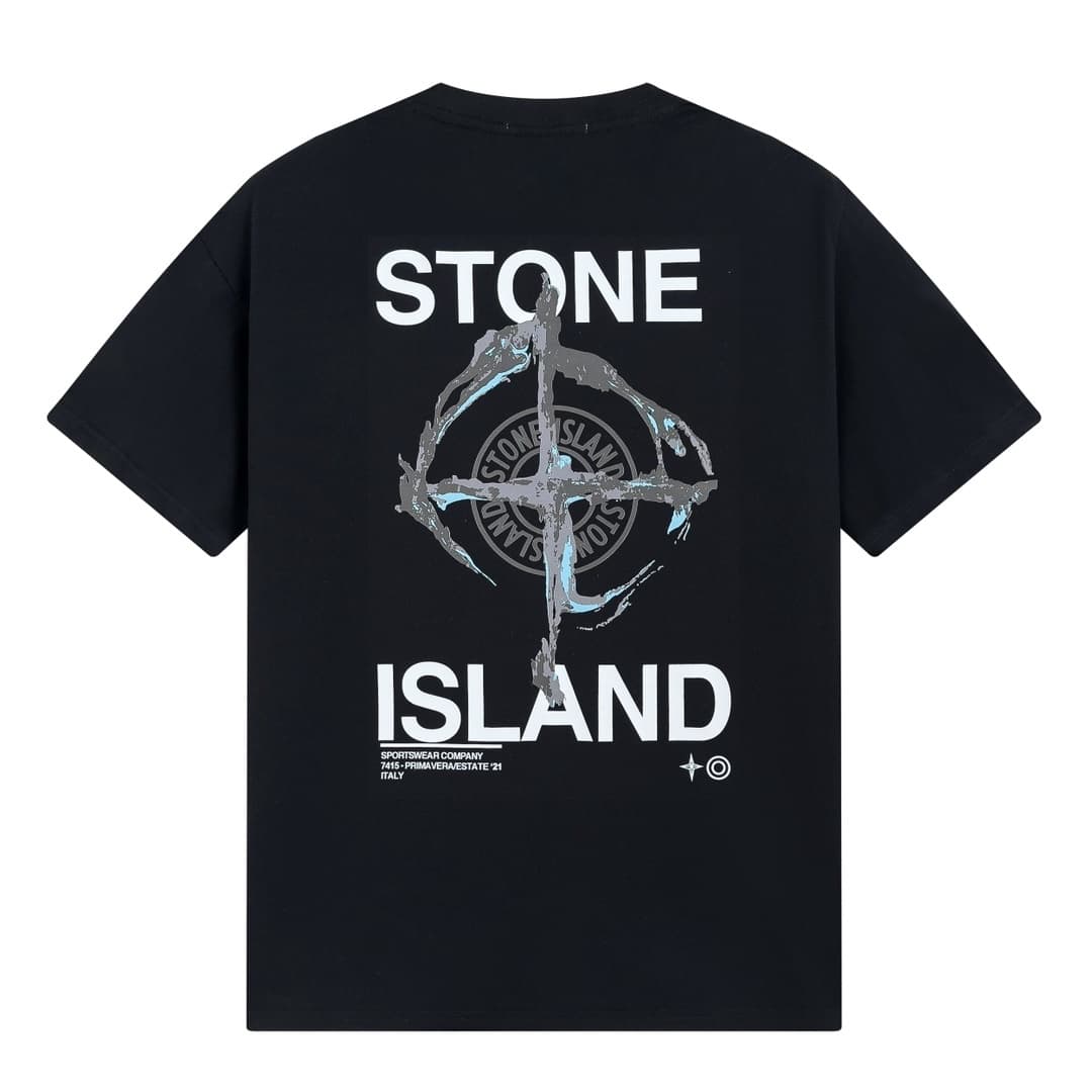 T-shirt d'été à manches courtes pour homme de haute qualité, motif pierre tendance et décontracté.